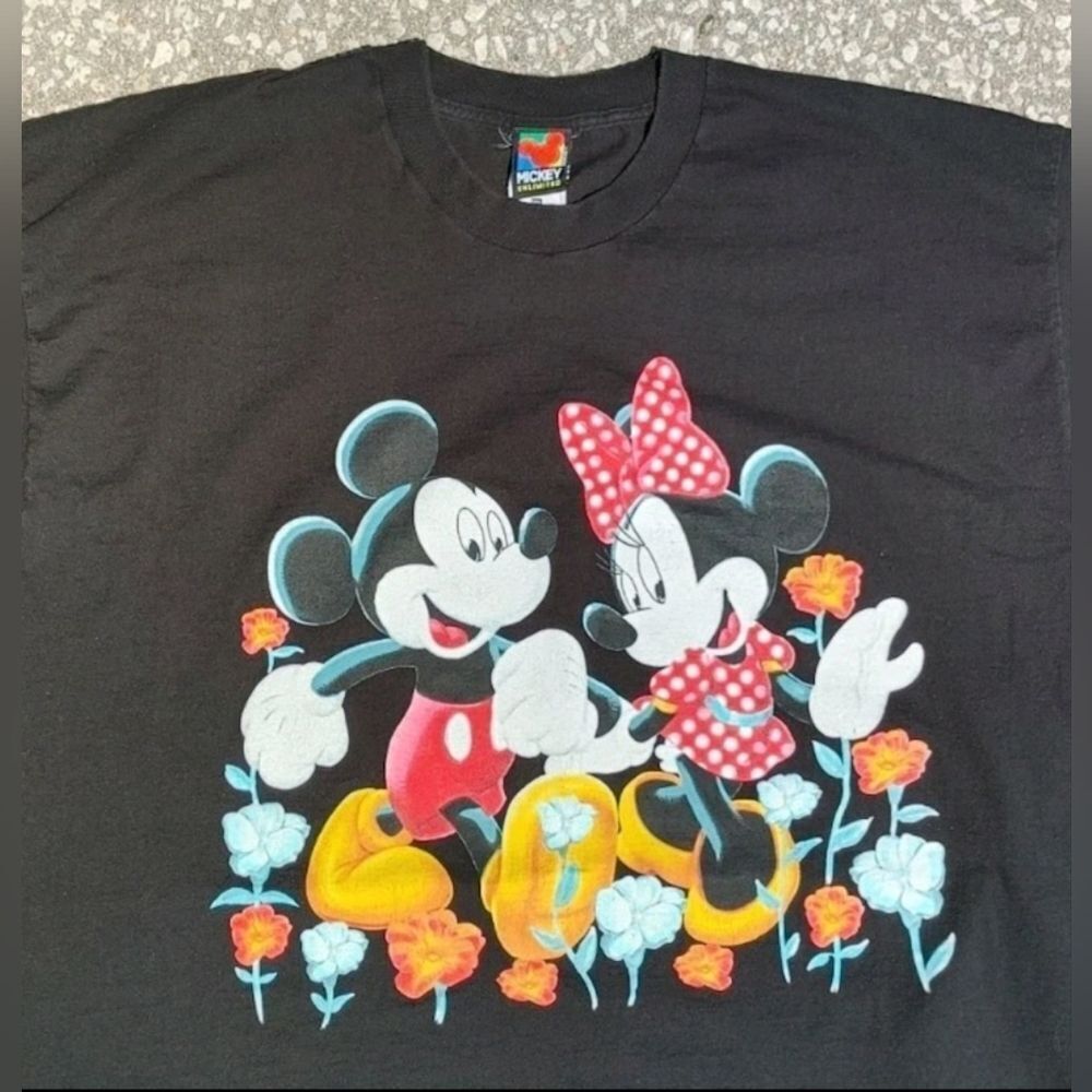 Vtg 1990s Mickey Unlimited Large Mickey and Minnie Mouse Print T-Shirt Size 3XL